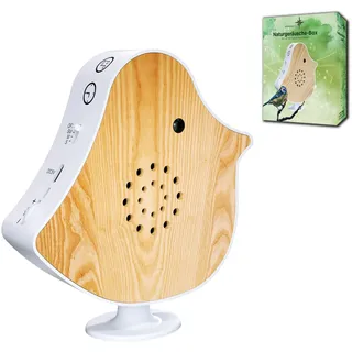 NORTHPOINT Naturgeräusche Box Vogel Sound Box Echtholz Bewegungsmelder Sound Sensor Timer USB-C (Weißesche)