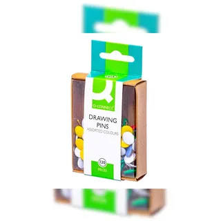 Q-Connect Q-Connect® KF02020 Reißnägel - kunststoffüberzogen, farbig sortiert, 120 Stück