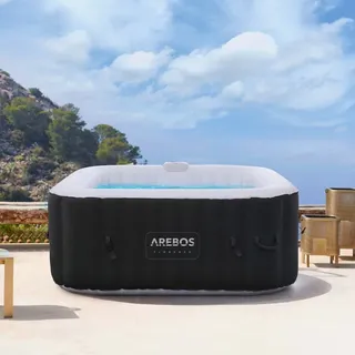 Arebos AR-HE-SPA4SA, 550 l, 4 Person(en), Quadratisch, Blasenmassage, Polyvinylchlorid (PVC), Schwarz, Weiß - Schwarz/Weiß