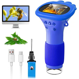 Digitales Mikroskop für Kinder, SGAINUL 1000x Zoom Mini-Mikroskopkamera für Kinder mit 2.0 Zoll Bildschirm Kindermikroskop Geburtstagsgeschenke im Alter von 6 7 8 9 10 11 12 Jahre (Blau)