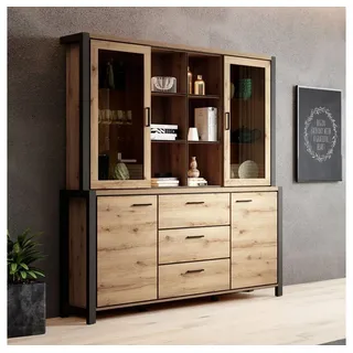 Lomadox Buffetschrank ACCRA-83 180 x 200 x 41 cm BRAUN
