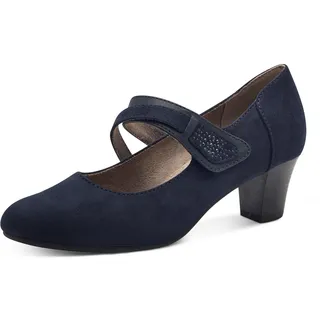 Jana Damen Pumps mit Riemen Mary Jane Vegan, Blau 38 EU