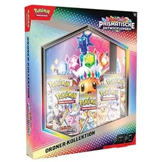 Prismatische Entwicklungen Ordner Collection DEUTSCH | Pokémon Karmesin & Purpur 08.5 | 5 Boosterpacks + Kartenordner für 378 Karten + Heartforcards® Versandschutz