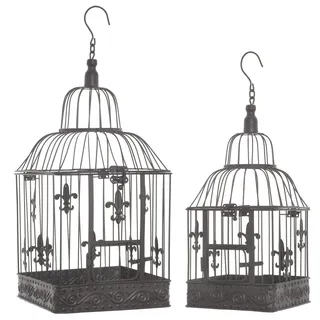 Moritz Deko-Vogelkäfig Vogelkäfig Antik Kolonialstil Antik Shabby Style Käfig Nostalgie Landhausstil VK3VK-AB (Set)
