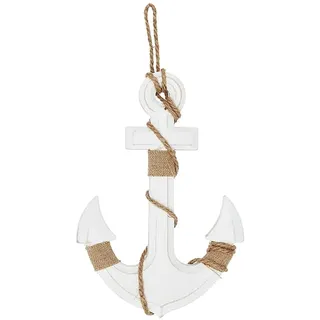 MACOSA CP69691 Deko-Anker Holz Creme-Weiß 32 cm zum Aufhängen Wanddekoration modern Holzanker Badezimmer-Dekoration Wandanker Bootsanker Wanddeko Maritim Bad