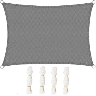 Woltu Sonnensegel Rechteck Grau atmungsaktiv Sonnenschutz HDPE Windschutz mit UV Schutz für Garten Terrasse Camping