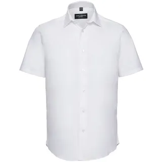 Russell Collection Körperbetontes Stretch Hemd - Kurzarm, white, M