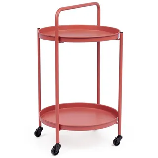 BIZZOTTO Gartenservierwagen Austin aus Metall, modern mit Rollen und abnehmbarem Tablett, Terrakotta