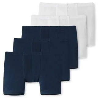 SCHIESSER Jungen Shorts 5er Pack - Unterhose, Pants, uni/gemustert, 98-140 Dunkelblau/Weiß 98