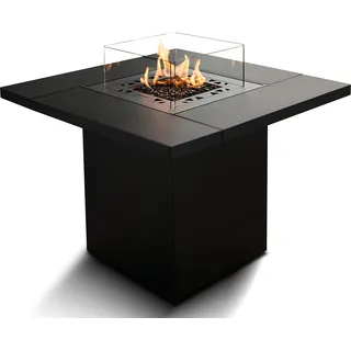 Planika Square Table Feuerstelle mit Tisch Gas, - Outdoor-Gaskamin 79,7x90 cm 10kW - Schwarz,