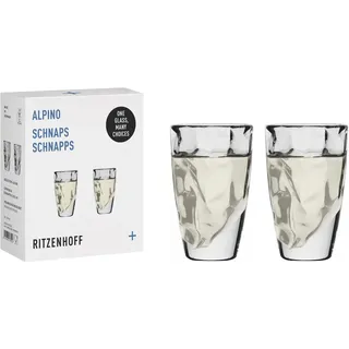 Ritzenhoff & Breker RITZENHOFF 3991001 2in1-Glas für Schnaps oder Espresso - 40 ml - 2er Set - Alpino, mit Relief-Struktur - Made in Germany