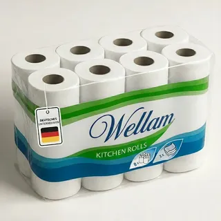 Premium Küchenrollen, 3-lagig, Ultraweich, 32 Rollen, Saugstark und Reißfest, Ideal für Küche und Haushalt, Hautfreundlich (8 Rollen)
