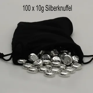 Silberbarren 100 x 10g ESG Silberknuffel gegossen Recyclingsilber Bag