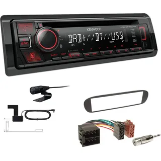 Kenwood KDC-BT450DAB 1-DIN DAB Autoradio Bluetooth CD USB AUX Einbauset passend für FIAT Barchetta 1995-2005 schwarz