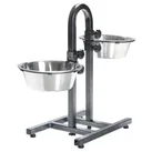Dog bar height adjustable stainless steel/metal 2 × 2.8 l/ø 24 cm