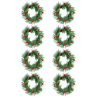 OSALADI Weihnachten kerzenring Künstliche Rot Beeren Mini Dekoringe Teelicht Ring Serviettenringe Handtuchring Halloween Weihnachten Silvester Hochzeit Party Tischdeko Mittelstücke Grün