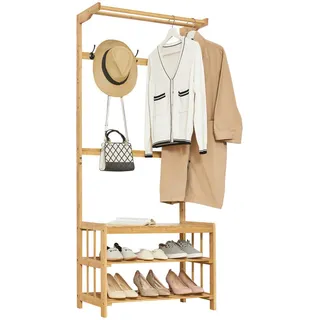 [en.casa] Garderobenständer Tornio 168 x 70 x 35 cm Natur