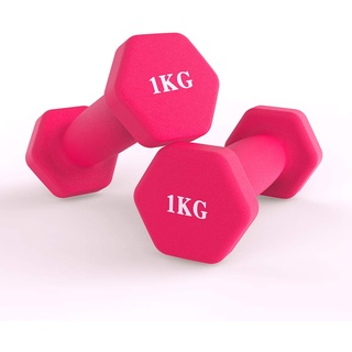 Neopren-Hantel-Handgewichte, schweißresistent, Hantel-Set, Heim-Fitness-Studio, Fitness, 2 Stück (Rosa, 1 kg)
