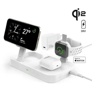 4smarts Qi2 Ladestation Trident mit MFi Fast Charger, weiß