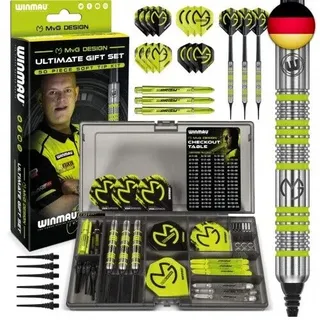 WINMAU MvG Dart Softip Geschenkset - 50-teiliges Dartset mit 4 Sätzen Dartschäften, 4 Sätzen Flüge und Zubehör