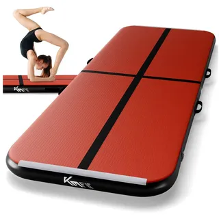 KM - Fit Gymnastikmatte Airtrack Matte Turnmatte Fitness-Matte (1-St., 400 x 100 x 10 cm), mit integrierter Pumpe 600W rot|schwarz