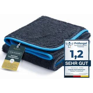 Aurum-Performance® Auto Trockentuch extrem saugstark & lackschonend - KFZ Autopflege Microfasertuch 100% fusselfrei & waschbar - Auto Mikrofasertücher, Microfaser-Tuch 90x60 cm