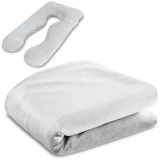 Totsy Baby Bezug für schwangerschaftskissen stillkissen xxl seitenschläferkissen pregnancy pillow groß komfortkissen u form lagerungskissen schlafkissen abnehmbarem bezug seitenschläfer 135 cm Hellgrau