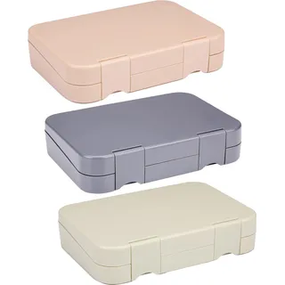 alpina Lunchbox mit Fächern – 21 x 15 x 4,5 cm – Überraschungsfarbe: Rosa, Grau oder Beige – Spülmaschinenfest – Kinder/Erwachsene – Herausnehmbares Fach – Kunststoff,Sortierte Farbe