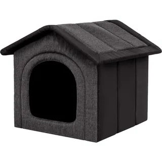 PillowPrim Hundehütte Hundehöhle Hundebett Hundehaus Katzenhöhle kleine S - 38x32 cm Graphit mit Schwarz