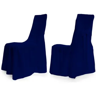 TexDeko Universal Stuhlhussen - Modell Wien Stuhlbezug mit Schleife (Blau)