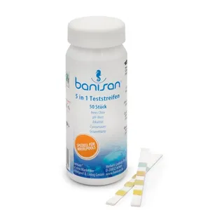 Banisan Pooltester Banisan Teststreifen 50 Stück 5 in 1 für Chlor, pH