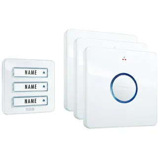 Funk Klingel Türklingel Funkgong 3 Familien Set Bell 233 weiss für Batterien