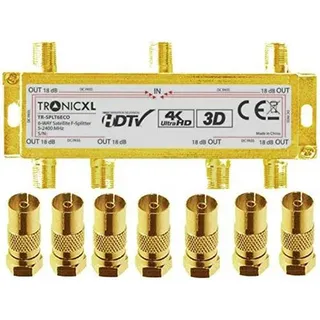 SAT-Splitter Antennenverteiler Signalverteiler 6-fach gold Koax Sat Splitter TV Kabelfernsehen Coax Verteiler