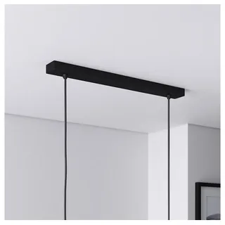Lightstock Baldachin für Lampe Rechteckig, Abzweigdose mit 2 Kabelauslässen (L 50 x H 2.5 x B 5 cm), SCHWARZ - ideal für Esstisch, inkl. WAGO-Klemmen