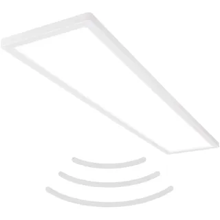 Briloner - LED Deckenlampe mit Bewegungsmelder, 98x20x3cm, flach, IP44 LED Badlampe, Badezimmerlampe, Küchenlampe, Feuchtraumleuchte, Weiß