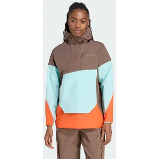 adidas Terrex Xploric 2.5l Climaproof Anorak Jacke - Earth Strata / Semi Flash Aqua / Semi Impact Orange - S