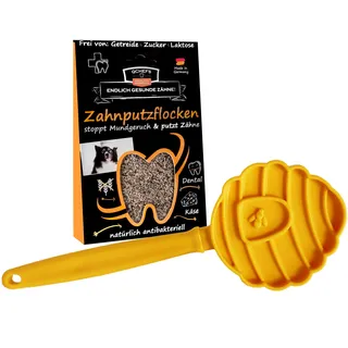 QCHEFS Gelb Lick Stick & Zahnputzflocken Hund als Schleckmatte to Go & Leckerli fürs Training gegen Stress - Clicker Hundetraining