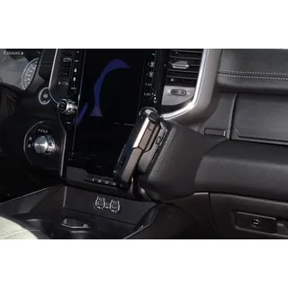KUDA Handyhalterung passend für Dodge RAM 1500 ab 2018 - Telefonkonsole für Smartphones, Handy, Navi und mehr - Kunstlederkonsole, Schwarz, 3915