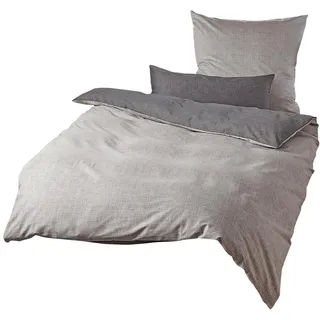 Traumschlaf Mako-Satin Wendebettwäsche Texture Grau 200 x 220 cm + 2 x 40 x 80 cm