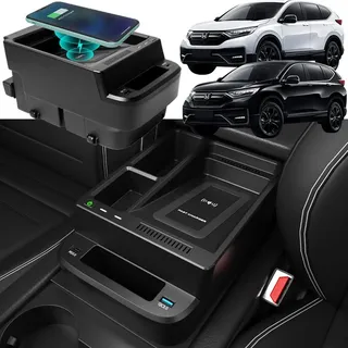 Singkin Kabelloses Ladegerät Auto für Honda CR-V/CRV Hybrid 2017-2022 Multifunktionaler Mittelkonsolen-Organizer Schnellladendes Handy-Ladegerät für Honda CRV Center Console-Zubehörfeld