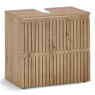 Stella Trading Mid.you Waschbeckenunterschrank Eiche Artisan Holzwerkstoff, 2 Schubladen, 60x57x36 cm stehend, Badezimmer, Badezimmerschränke, Waschbeckenunterschränke