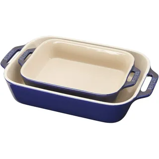 STAUB Ceramics Rectangular Baking Dish Set, 2-piece, Dark Blue