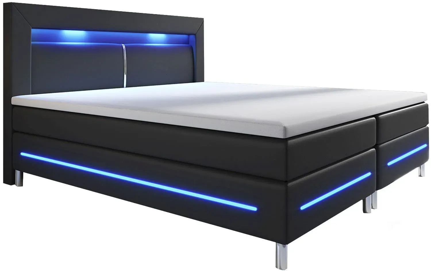 Boxspringbett Norfolk - Kunstleder - Schwarz