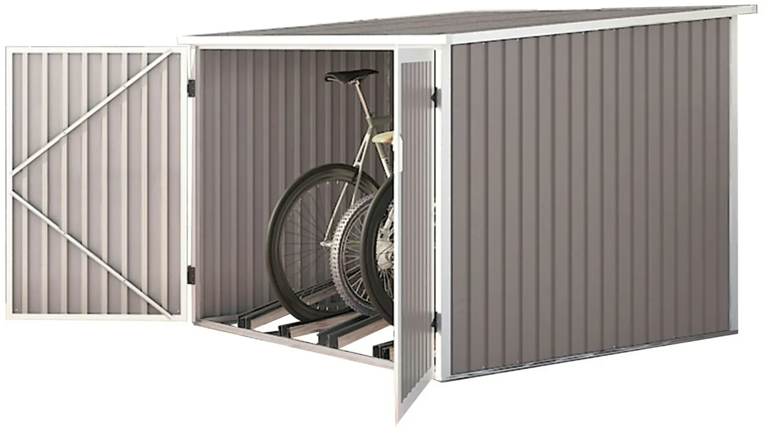 SVITA Fahrradgarage Bicycle Fahrradhaus Fahrradbox Bike box 5,6m3 Metall Hellgrau