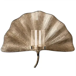 riess-ambiente Wandkerzenhalter GINKGO 44cm silber (Einzelartikel, 1 St), Wohnzimmer · Metall · Teelicht · Dekoration · handmade · Boho silberfarben