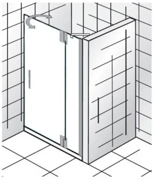 HSK K2P Drehtür an Nebenteil für Nische, Größe: 80,0 x 200,0 cm, Türanschlag rechts, 2101080-R-41-120, Duschkabine: Chromoptik: Echtglas TwinSeal