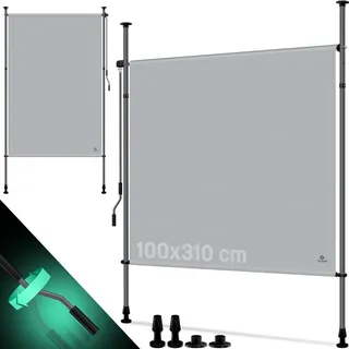 Kesser KESSER® Klemmmarkise Senkrechtmarkise außen Ausziehbar & Blickdicht Vertikalmarkise mit Handkurbel ohne Bohren Balkon-Sichtschutz & Windschutz für Garten & Terrasse Wasserfest