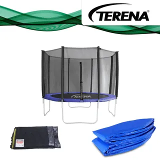 Terena Sicherheitsnetz + Federabdeckung Trampolin Blau/Schwarz 3,05 m