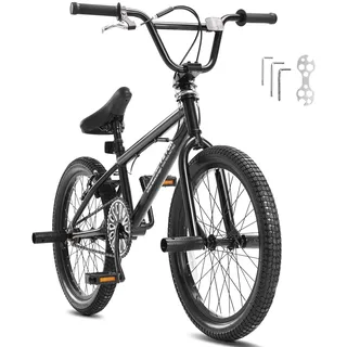 VEVOR BMX Fahrrad Freestyle BMX 50,8 cm Rad mit 4 Pegs Fahrräder für Anfänger & Fortgeschrittene, 120 kg belastbare BMX-Fahrräder Rahmen aus Hi-Ten-Stahl für Erwachsene Männer Frauen Schwarz