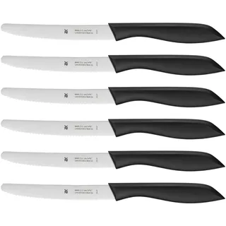 WMF Classic Line Frühstücksmesser Set 6-teilig, 23 cm, Brötchenmesser Wellenschliff, Brotzeitmesser, Spezialklingenstahl, Kunststoffgriff, Schwarz